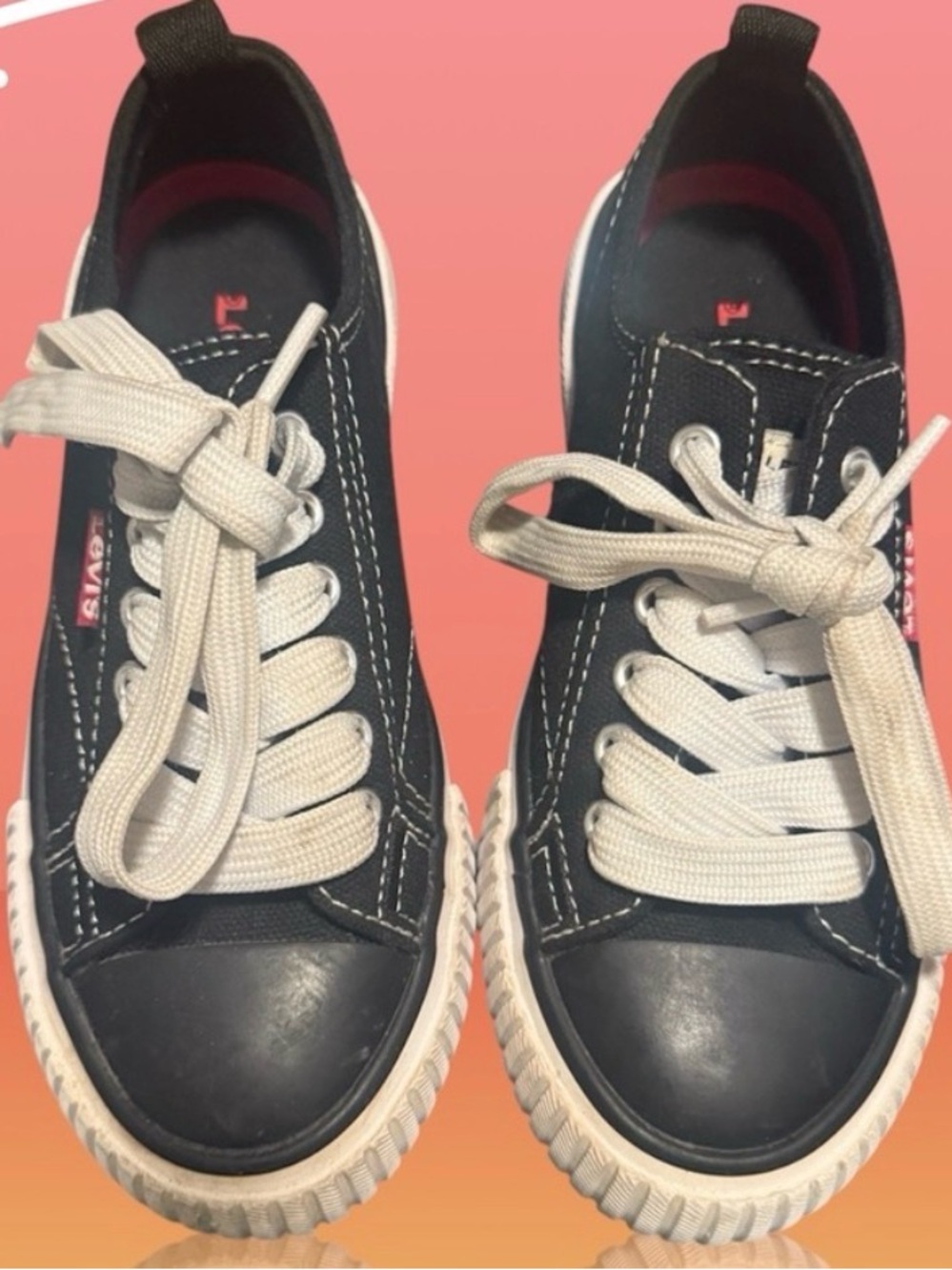 Levi Low Athletic Shoes 'White/Black Size 12, GUC